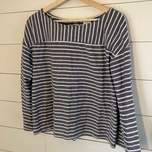 Blue & white striped 3-quarter sleeve blouse - m